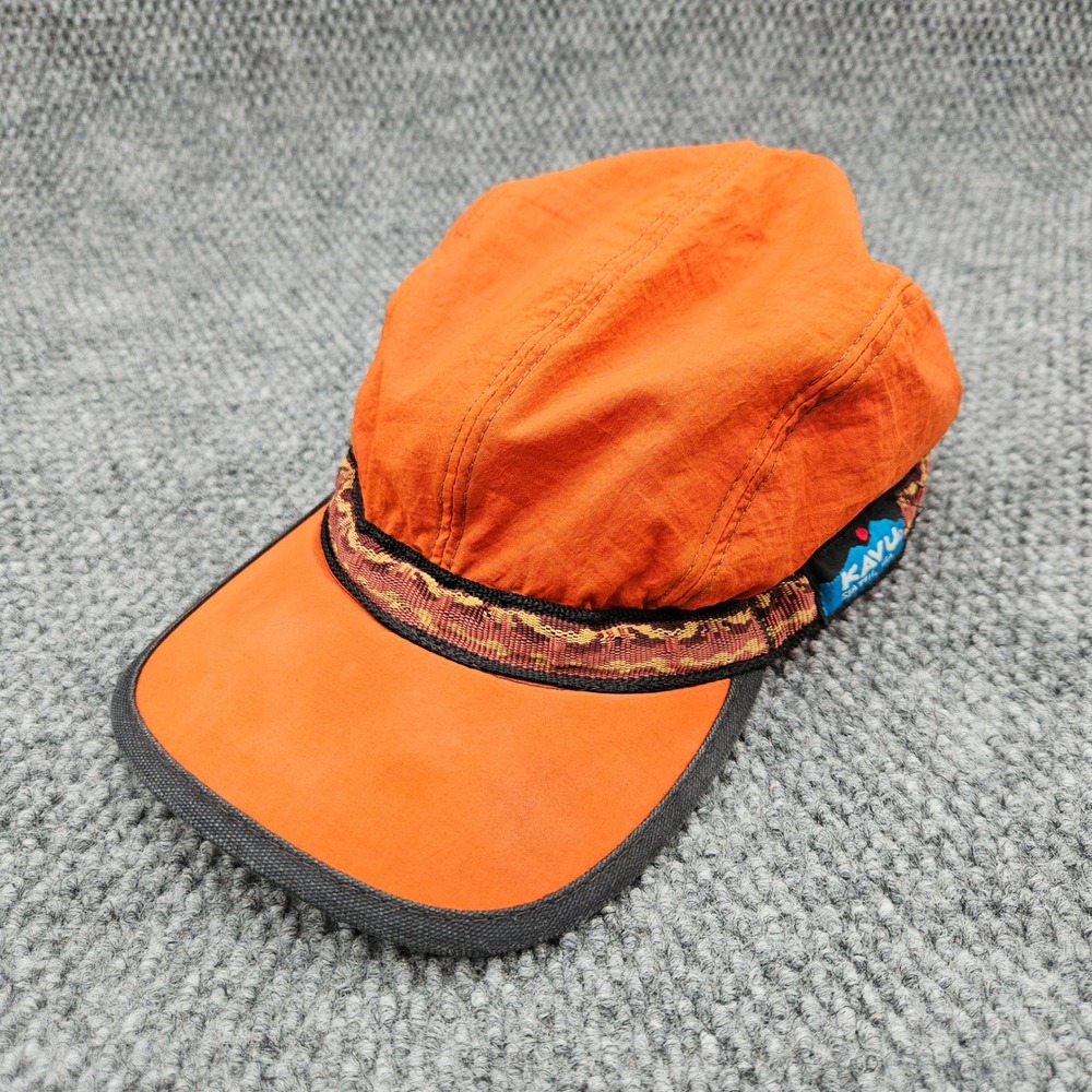 Vintage Kavu Large Orange Nylon Strapcap Panel Hat Gorpcore Ball Cap USA Made